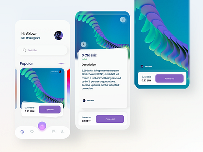 NFT App android app design ecommerce eth flat gallery ios marketplace nft ui ux