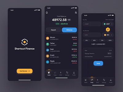 Crypto Exchange Wallet Mobile App app app design bitcoin blockchain crypto cryptocurrency finance fintech mobile app mobile app design mobile design mobile ui wallet