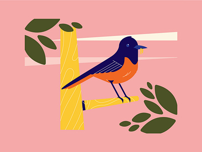 Birdie on a tree animal bird design explainer flat forest illustrated illustration scene tree ui vector