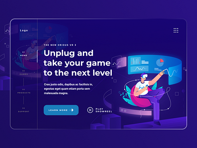 VR Game Hero Header UI design illustration ios design jannatul shourov logo minimal mobile app mobile app ui ux thedsquad ui ui design ux vr game header