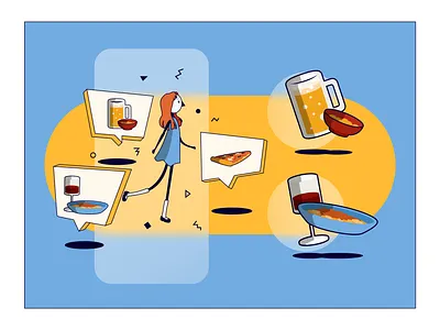 Food App Illustration 2 adobe illustrator beer character design design digital art digital artist digital drawing digital illustration food foodie illustration italian food mobile app mobile application pasta pizza vector art vector drawing vector illustration wine