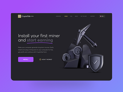 Crypto Farm website design btc cryprodesign crypto cryptotab farm mining mining tool uidesign