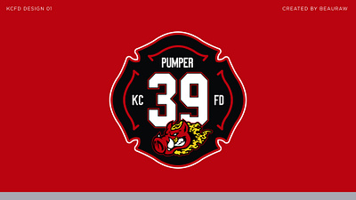 KCFD PUMPER 39 DECAL branding custom decal department design fiery fire graphic design kc kcfd logo pig shirt deesign typography vector warthog