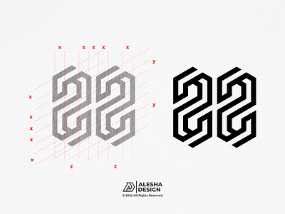 22 Logo Design 2 22 alphabet black white branding creative design flat graphic design icon illustration inspirations logo line logo logo ideas modern monogram number symbol vector