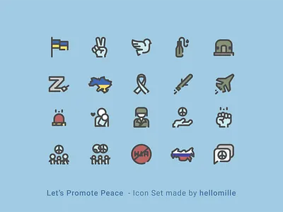 Let's Promote Peace - Icon Set design icon icon design icon pack icon set line icon minimal no war peace ui vector world peace
