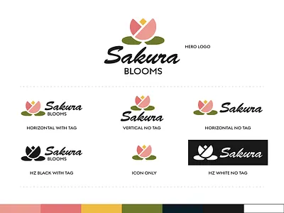 Sakura Blooms - Branding beautiful bloom blooms bouquet branding design flower flowers japan japanese koi fish lily lily pads logo logo design lotus lotus flower rose sakura succulent