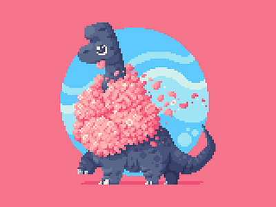 springasaurus character design digital art gamedev illustration paleoart pixel art retro