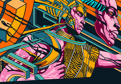 Mural design // Norrsken Kigali House - Rwanda africa africanart africanartist afrofuture afrofuturism amasunzu characterdesign cyberpunk digitalart graphic design illustration mauritius mural retrofuturism rwanda shaunbeyond streetart visualart wacom