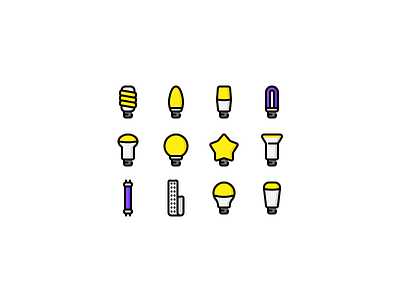 Light Bulbs Iconset bulb energy conservation fluorescent icon icons iconset lamp led led strip light light bulb lightbulb lineart neon purple sodium vapor