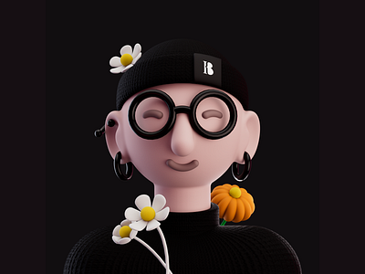 Funny Self-Portrait 3d 3dart 3dcharacter art c4d cinema4d color flower flowers illustration logo portrait redshift self selfportrait