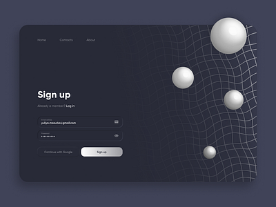 Sign up 3d ui visual