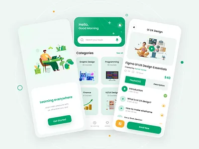 Online Learning Platform - Mobile App course e learning education mobile app online course study study app uiux