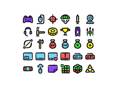 Handdrawn Streaming & Gaming axe banhammer console gaming dota gaming hand drawn handdrawn icon icons iconset keyboard mice moba nintendo switch pc play potion rpg streaming twitch