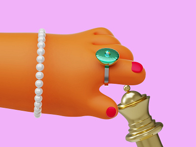 Mood: Boss 💅 3d hand 3d illustration aesthetics blog illustration boss character emotion gesture girl jade marketing message mood nail polish render ring ux vintage