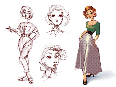 Fashion 40's art artwork character character design characterdesign cute illustration digital art digital illustration illustration illustrator sketch