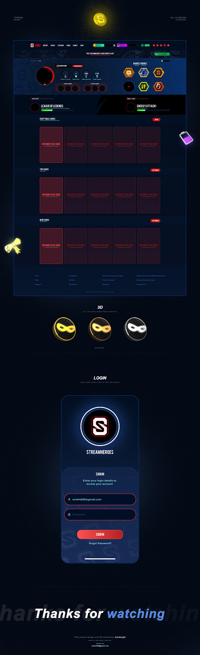 Dashboard design for streamheroes UX/UI branding dashboard design illustration landing page ui ux uxui vector webdesign