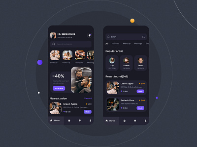 Barber Shop Mobile App app design apps barber barbershop booking clean ui dark dark mode futuristic hairstyle apps ios minimalist mobile app modern on demand app saloon app uidesign uiux uxdesign