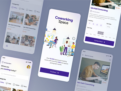 Co-working Space Mobile App 3d animation app art behance branding clean concept coworking space design dribbble flat gaurav lsoin9 mobile mobile app