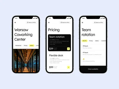 Warsaw Coworking Center - Mobile website booking coworking daily ui graphic design logo mobile office plans pricing rent ui uidesign web website work