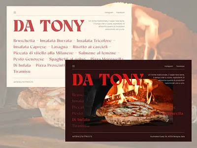 Da Tony - Italian Restaurant concept figma homepage hover italian pizza restaurant ui website