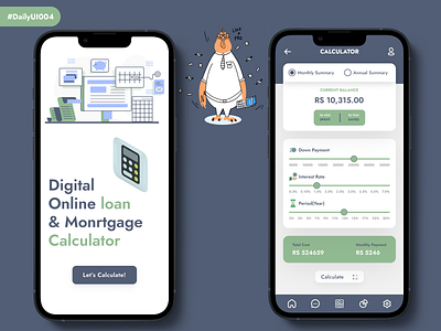 Calculator DailyUI004 app design calculator calculator ui dailyui004 loan calculator mobile app design mobile app ui design mobile ui design mortgage calculator product app design ui