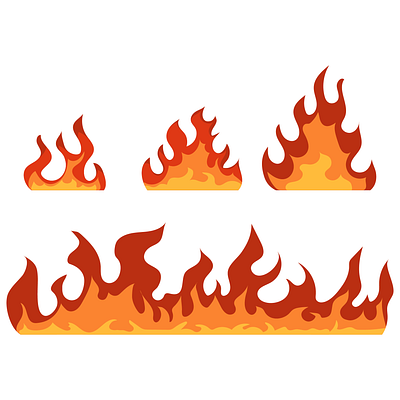set with flames of various shapes and sizes. collection with fir design graphic design vector камин костер огонь очаг пламя туризм