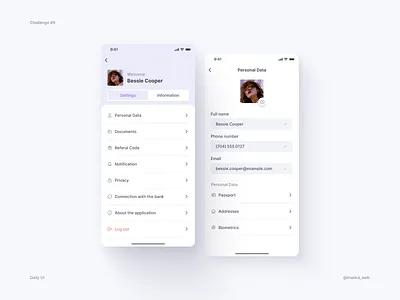 Daily UI – User Profile 006 account app mobile avatar bank component library components daily 100 daily ui challenge dailyui design design system figma forms inputs settings ui user profile ux web