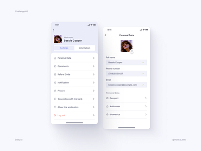 Daily UI – User Profile 006 account app mobile avatar bank component library components daily 100 daily ui challenge dailyui design design system figma forms inputs settings ui user profile ux web
