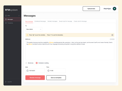 RFM - Messages/SMS busienss design rfm sms system ui user interface ux web web design