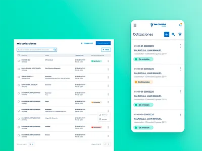 San Cristobal - Responsive List app desktop insurance list responsive