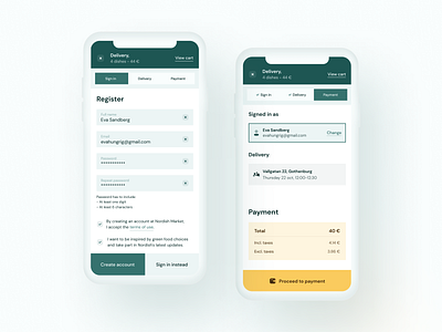 Nordish Market – Register & Pay app delivery food green health minimal mobile pay payment register ui web