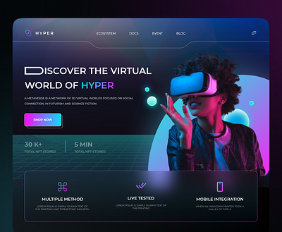 Metaverse Landing Page Web Ui 3d app ar bitcoin blockchain business crypto exchange crypto wallet cryptoart ethereum graphic design landing page metaverse nft nfts ui uiux vr vr headset website