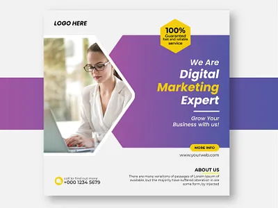 Digital Marketing Expert Social Media Post Template Design. ads ads banner advertising banner branding design flayer design graphic design illustration instagram banner logo media poster photoshop post poster design social media ui ux vector web banner