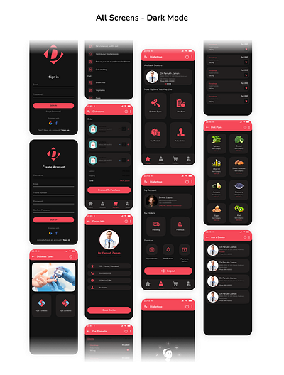 Diabetone - Dark Mode app app ui design design mobile app design ui ui design uiux ux