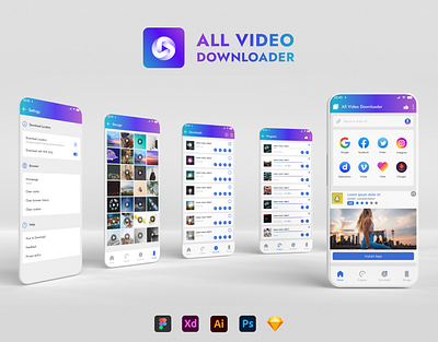 All Video Downloader all video downloader app app ui design design downloader ui mobile app design ui ui design uiux ux video downloader