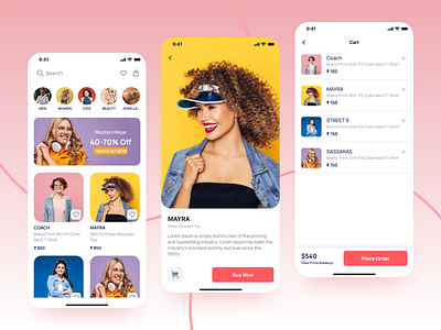 Shopping App 999watt blue design graphic design images mobile application pink red ui ux yellow