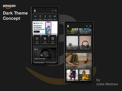 Amazon dark theme concept. amazon app concept dark theme ecommerce figma mobile app ui visual design