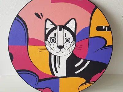 Kitty character character illustration characterdesign geometric illustration painting