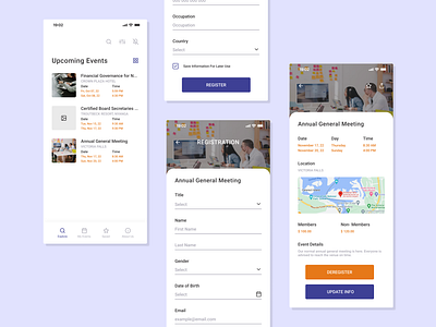 Event Management App app app design blue clean concept creative design figma flat graphic graphic design icon logo orange purple typography ui ui design uiux ux