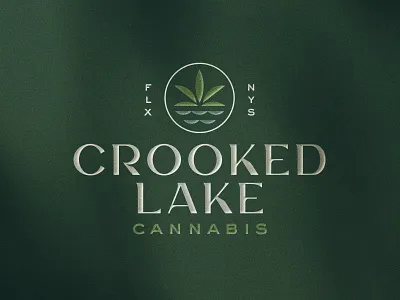 Crooked Lake branding calm cannabis elegant lake leaf logo relax water