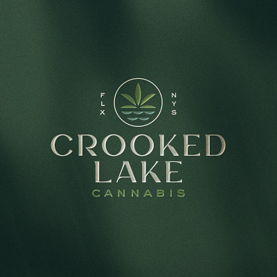 Crooked Lake branding calm cannabis elegant lake leaf logo relax water