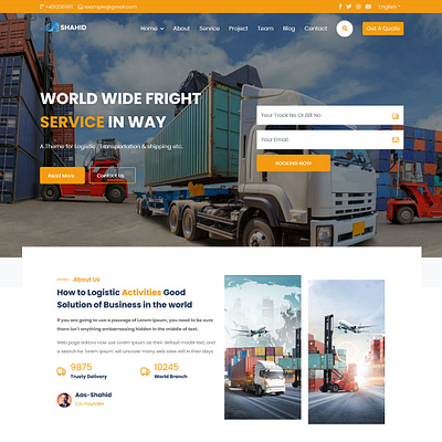 Shahid - Logistic & Transportation Moving Company Landing Page branding design illustration typography