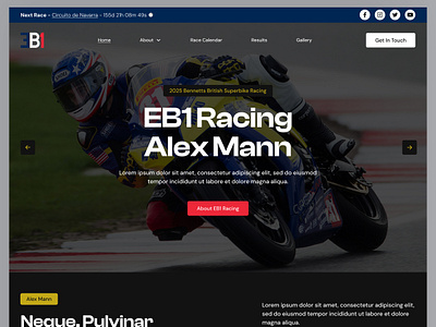 Motorbike Racing Team: Website UI/UX design figma mockup motorbikes racing racing team superbikes ui ux web design web development