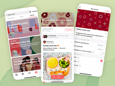 Motherhood Apps app design app interface baby care baby food babys meal birth colorful interface family healthy mom mama club mobile app motherhod support motherhood new mom parenting parenting advice pregnancy ui design uxui white theme