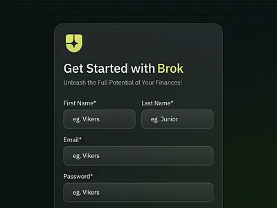 Brok Sign Up Page auth page authenticatioh dark mode dark theme login login page signup page ui ux