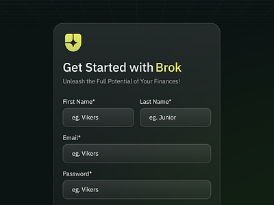 Brok Sign Up Page auth page authenticatioh dark mode dark theme login login page signup page ui ux