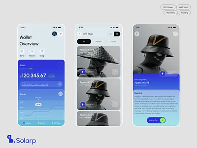 Solarp Web3 Wallet - Branding & UX/UI Design app app mobile application blockchain crypto crypto wallet design illustration ui ui design ux ui uxui web3