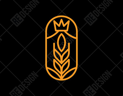 Wheat With Crown Logo bakery branding bread cafe cake food graphic design king logo minimalist pastry restaurant royal