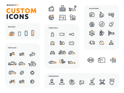 Boostmi custom Roadside Assistance icons branding design design system roadside assistance ui vector