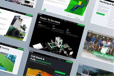 Robotics Website: Scythe bootstrap branding creative geometric graphic design green homepage html landing page minimalist outdoors responsive robotics series a startup tech ui web web design website
